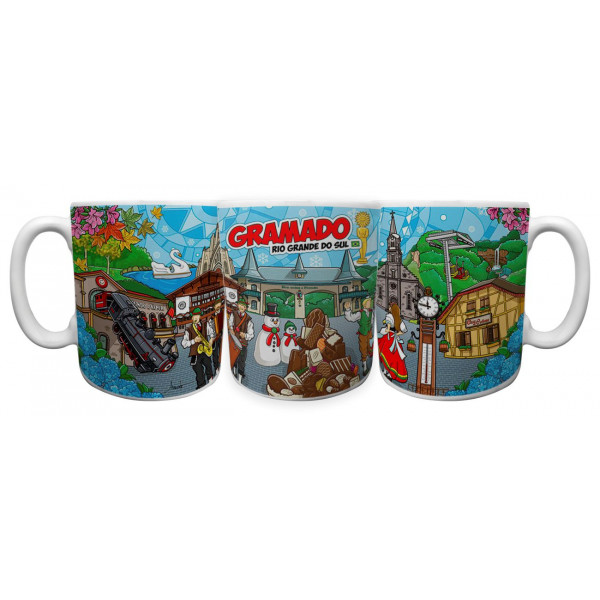 Caneca reta faixa colorida GRA