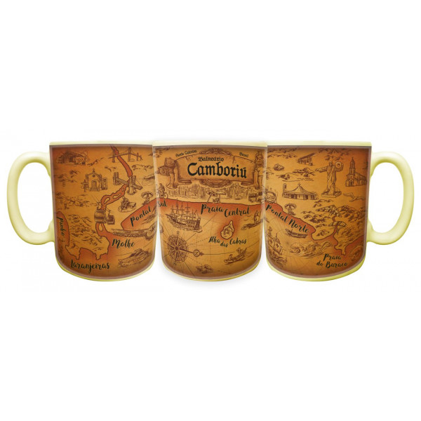 Caneca reta faixa mapa pirata BC