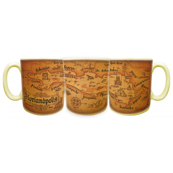 Caneca reta faixa mapa pirata FLN