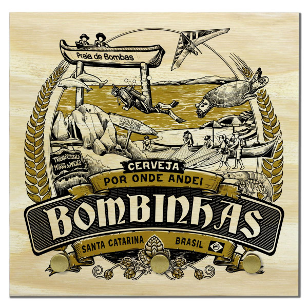 Porta-chaves de madeira cerveja Bomb.