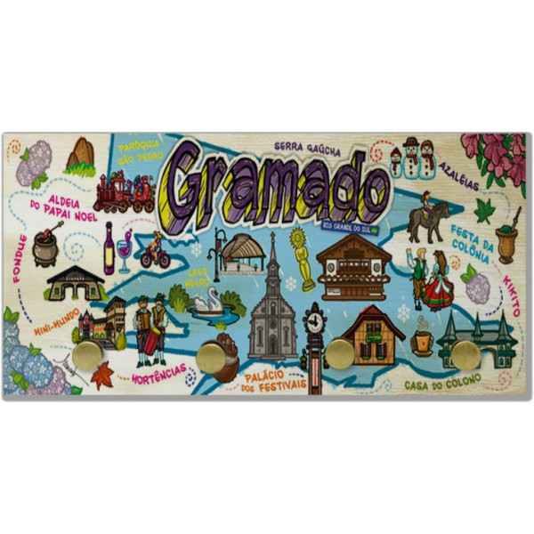 Porta-chaves de compensado mapa tc GRA