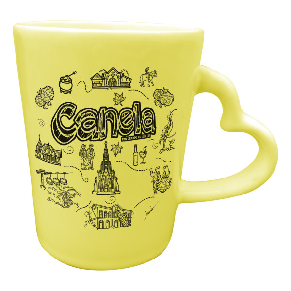 Caneca Catarina Coração traço preto Can