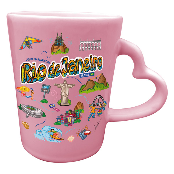 Caneca catarina asa coração traço colorido RJ