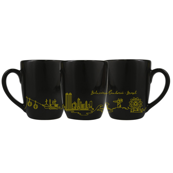 Caneca Curva Line Art Traço Dourado BC