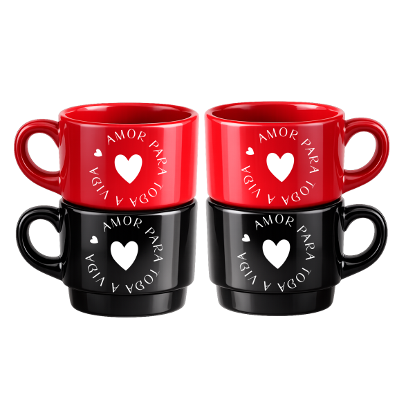 Kit 2 Canecas Empilháveis - amor para toda a vida