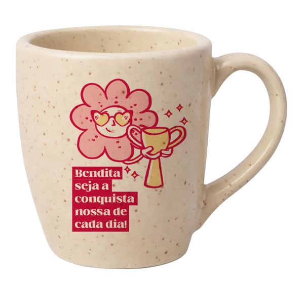 Caneca Curva Natural Granilhado - Bendita conquista