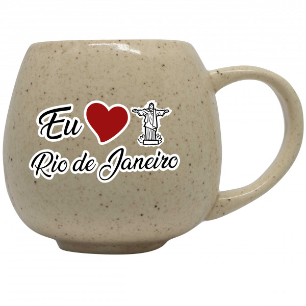 Caneca Moon Natural Granilhada Eu Amo Ponto Turístico RJ