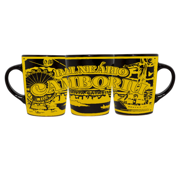 Caneca Catarina Faixa Traço Dourado Retrô BC