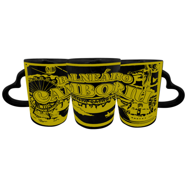 Caneca asa coração traço dourado retrô BC