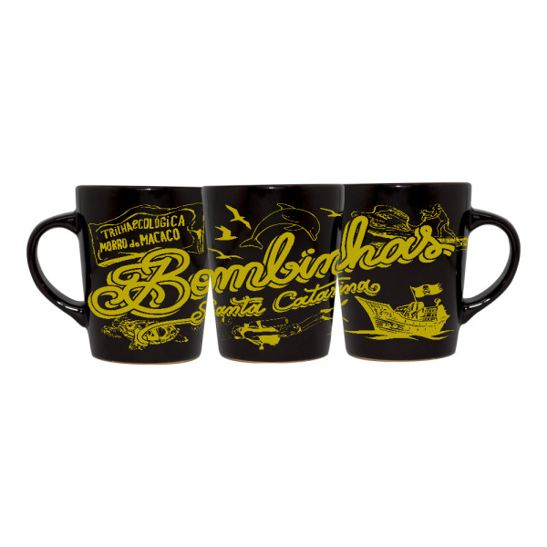 Caneca catarina retrô traço dourado Bomb.