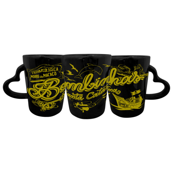 Caneca catarina asa coração retrô traço dourado Bomb.