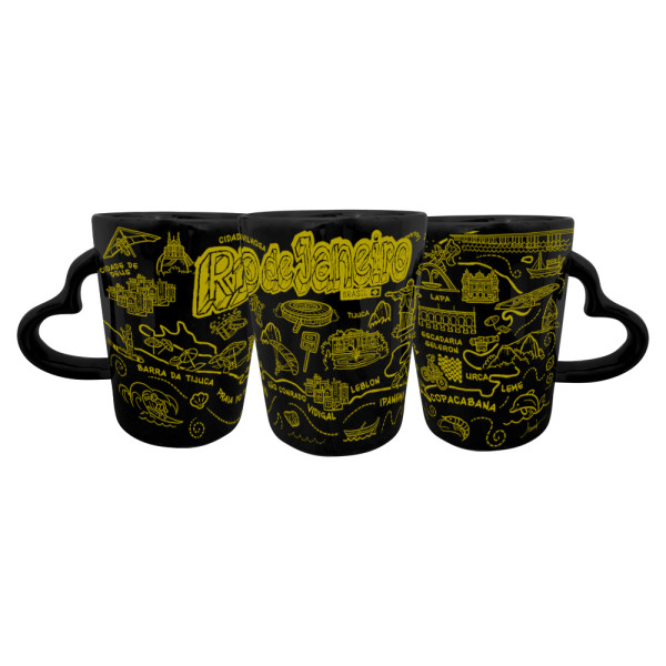 Caneca catarina asa coração traço dourado RJ