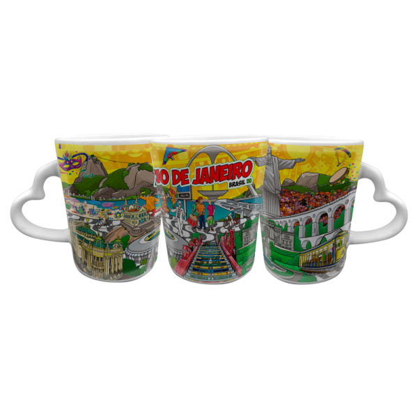Caneca catarina asa coração faixa colorida RJ