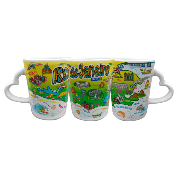 Caneca catarina asa coração faixa traço colorido RJ