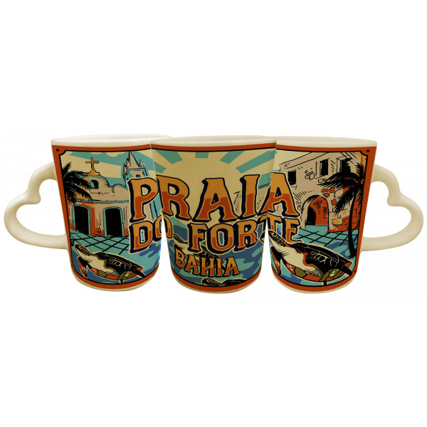 Caneca Catarina Coração Faixa Retrô Colorida PFO