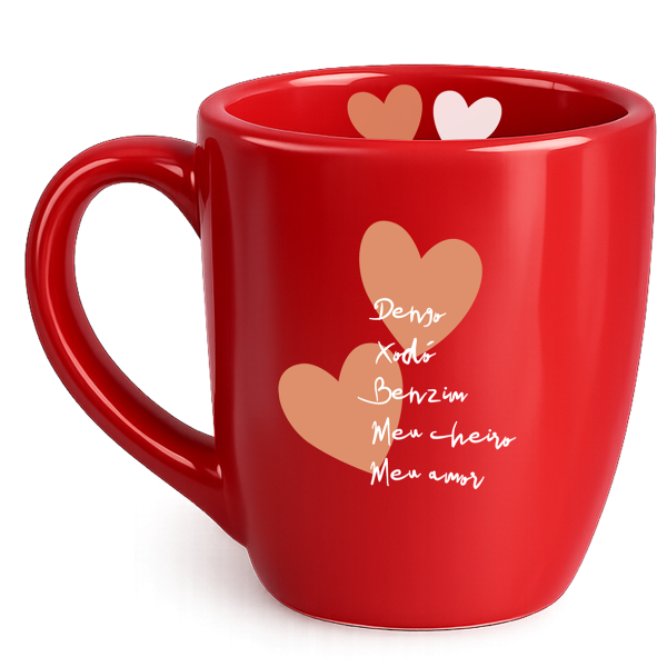 Caneca Curva Vermelha - xodó,dengo,benzim