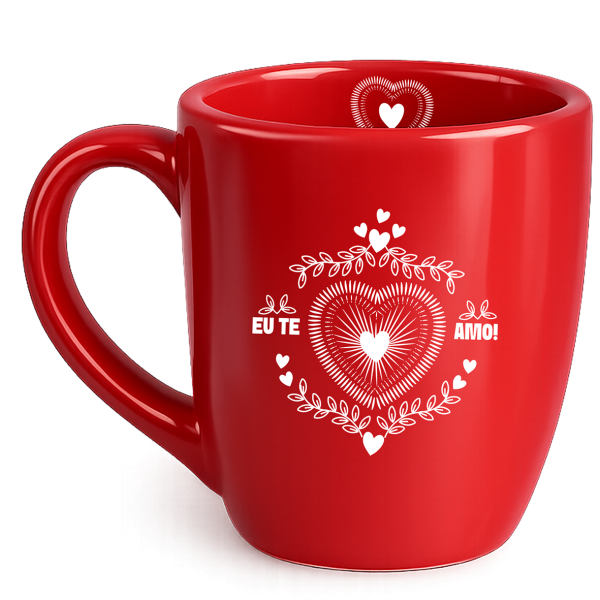 Caneca Curva Vermelha - eu te amo coração