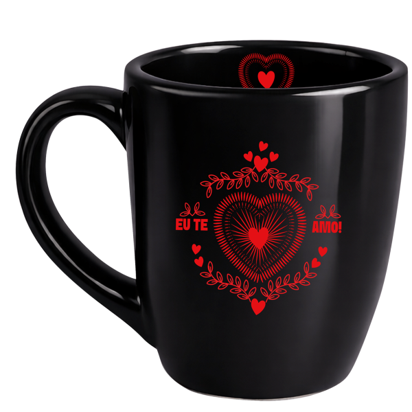 Caneca Curva Preta - eu te amo coração