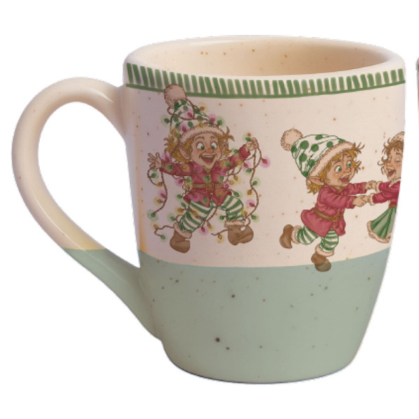Caneca Curva Bicolor Sálvia 350ml Elfos Natalinos
