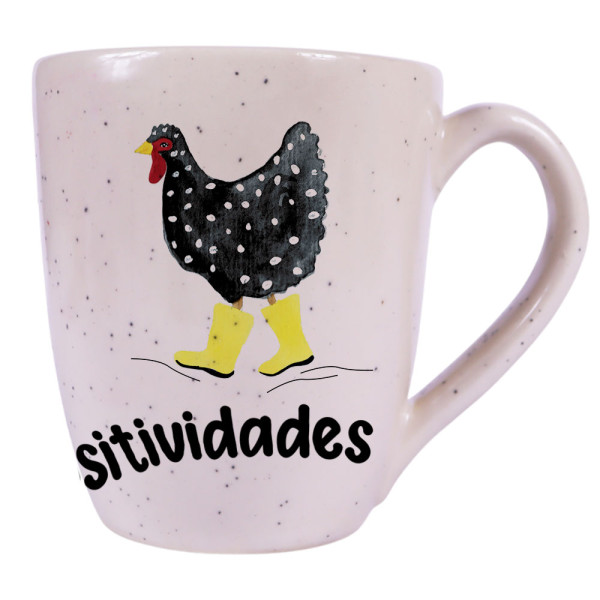 Caneca Curva Natural Granilhado - Galinha Positividades