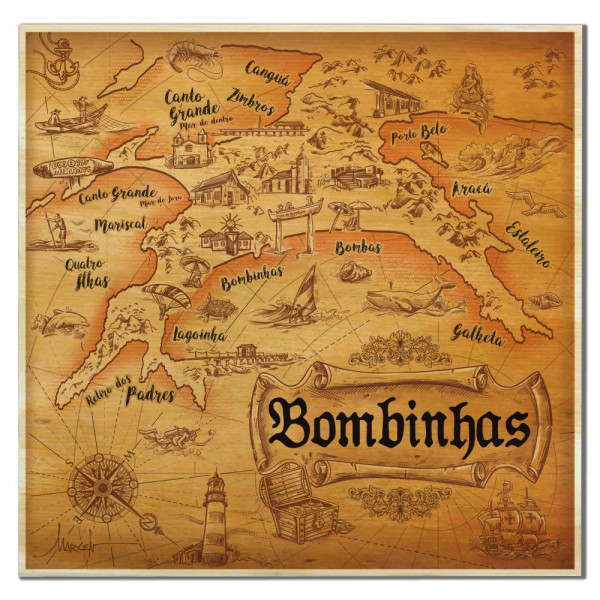 Imã de madeira mapa pirata Bomb.