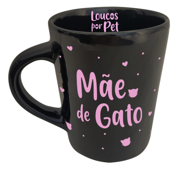 Caneca preta mãe de gato