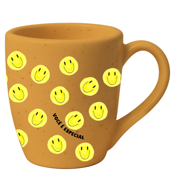 Caneca Curva Amarelo Queimado Granilhado - Sorria