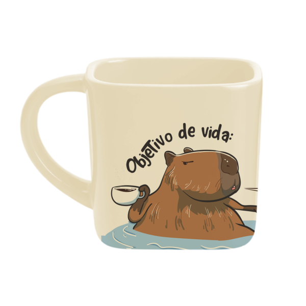 Caneca Quadrada Natural - De boa como uma capivara