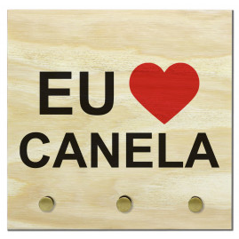 Porta-chaves de madeira eu amo CAN