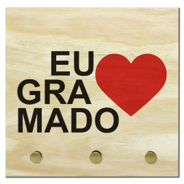 Porta-chaves de madeira eu amo GRA