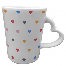 Caneca catarina coração - branca corações coloridos