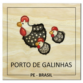 Imã de madeira galinhas PGA