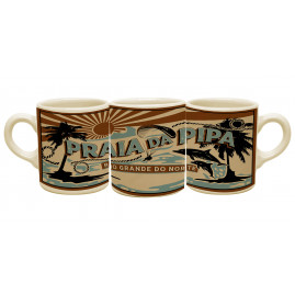 Caneca reta moser faixa colorida retrô PI