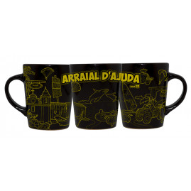 Caneca Catarina Preta Faixa Mapa Traço Dourado AR
