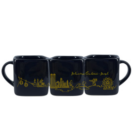 Caneca Quadrada Line Art Traço Dourado BC