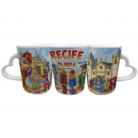 Caneca Catarina Coração Branca Faixa Colorida