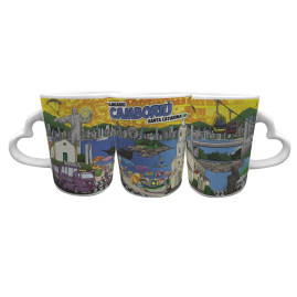 Caneca asa coração faixa colorida BC