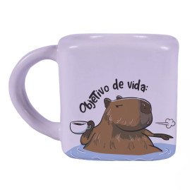 Caneca Quadrada Natural - De boa como uma capivara